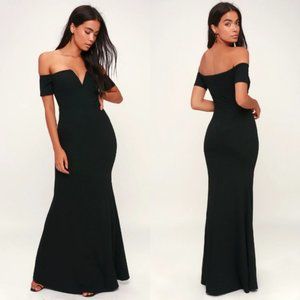 Lulus Black Lynne Maxi Mermaid formal Gown large